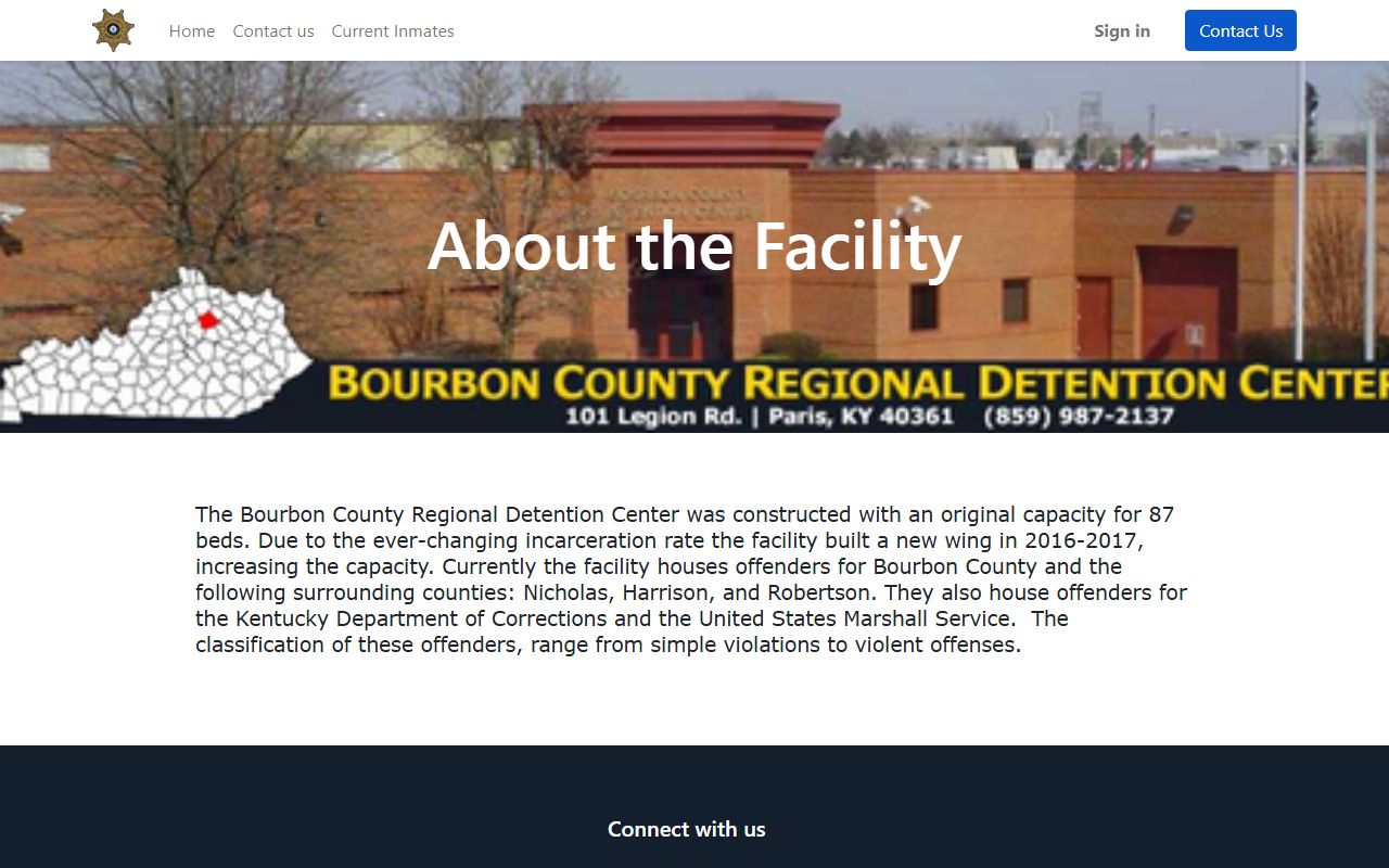 Bourbon County Regional Detention Center inmate population facility overview