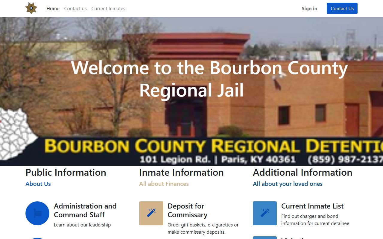 Bourbon County inmate population jail roster links on the official detention center home page
